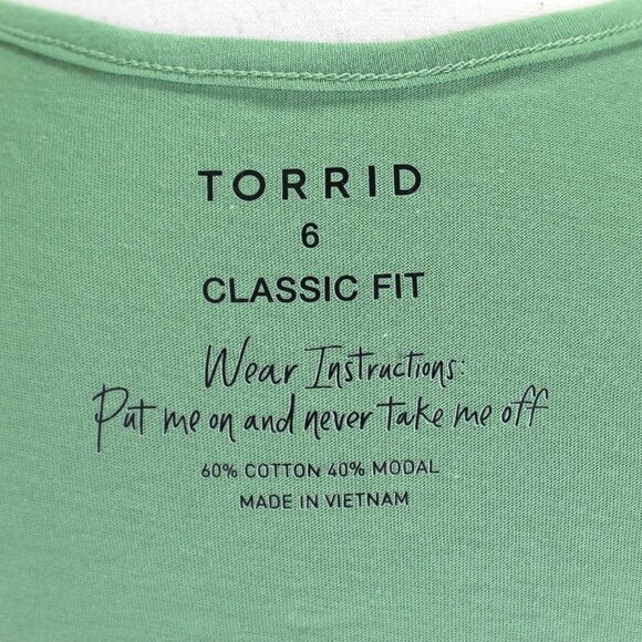 Torrid Henley Tank Top Womens Size 6 6X Green Scoop Neck Classic Fit Womens - Picture 7 of 7